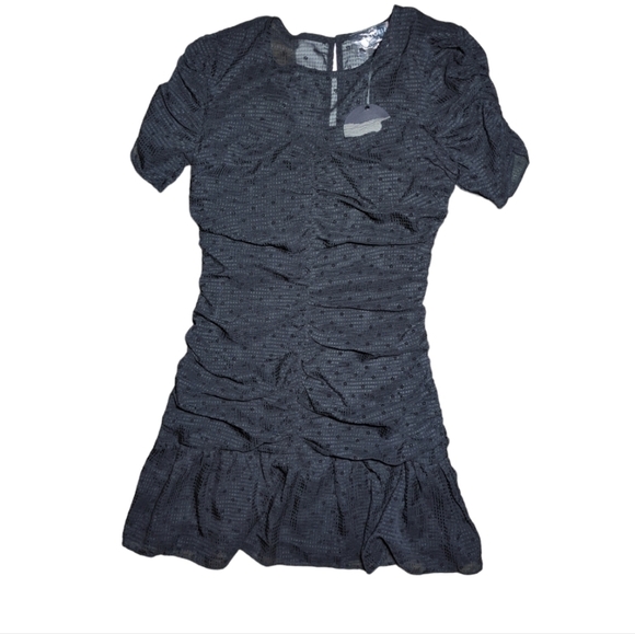 NWT Storia Black Gathered Ruched Sheer Dress Size S - Picture 2 of 5